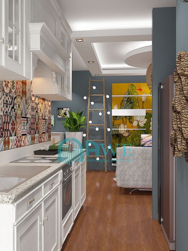 học viên thiết kế nội thất chung cư phòng bếp