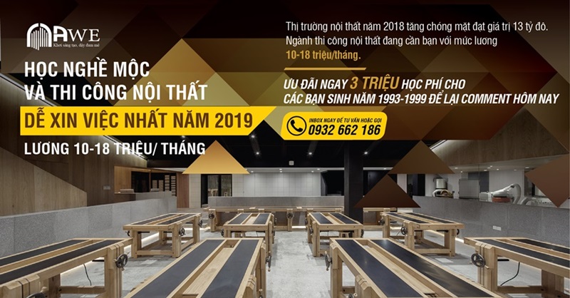 khóa học nghề mộc và thi công nội thất tại awe