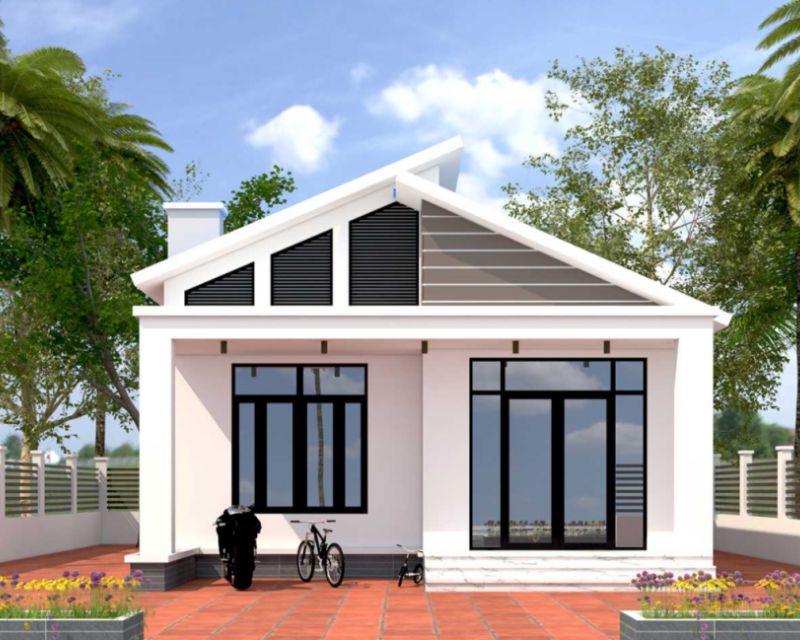 Nhà 1 tầng 5x20 mái lệch, không gian sống thoáng đãng