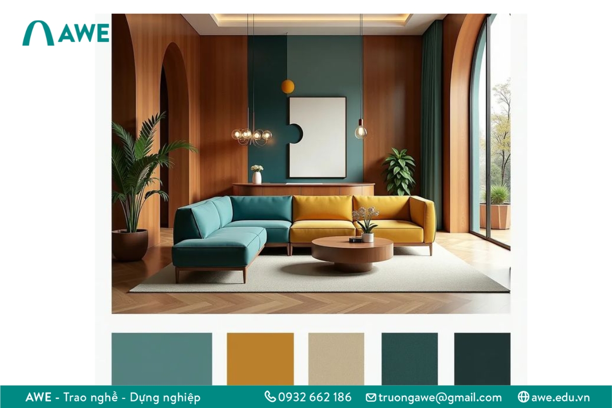 Bánh xe màu sắc trong thiết kế nội thất