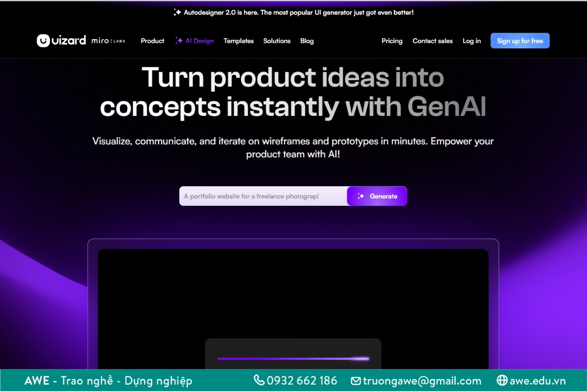 Phần mềm chuyển đổi bản vẽ bằng AI - Uizard