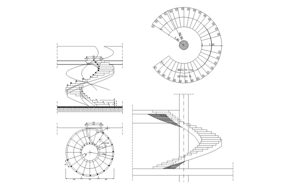 Bản vẽ thiết kế cầu thang xoắn ốc