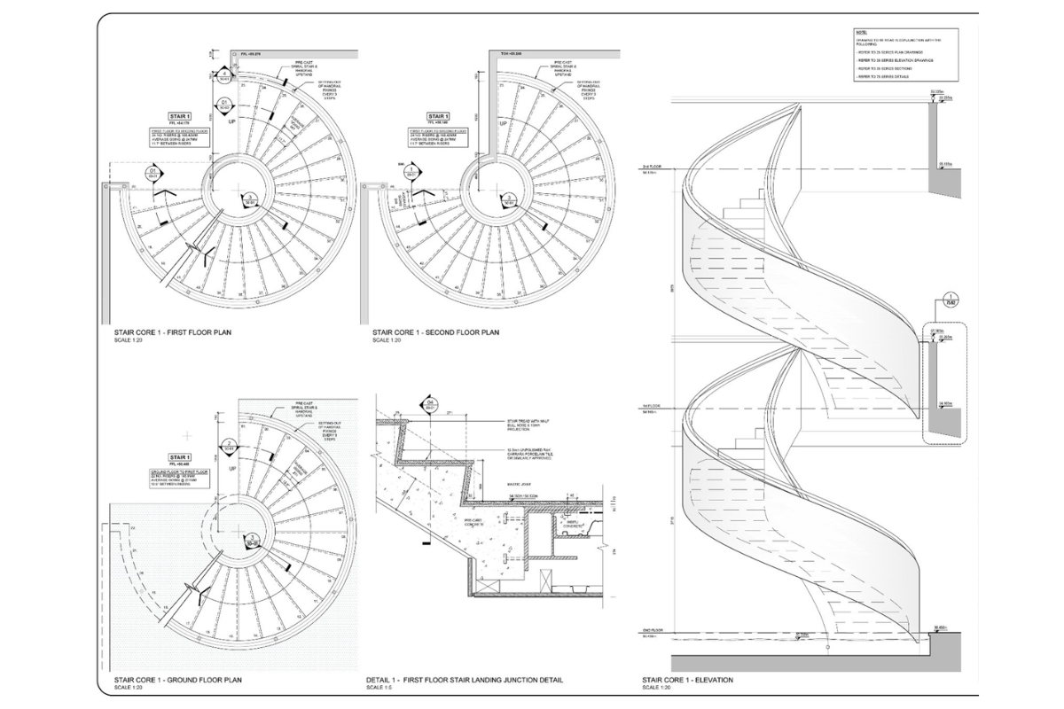 Bản vẽ cầu thang xoắn ốc