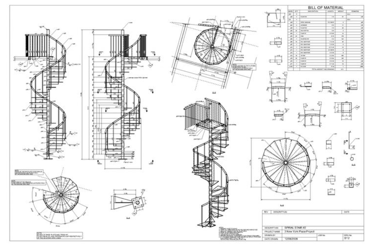 Bản vẽ cầu thang xoắn ốc