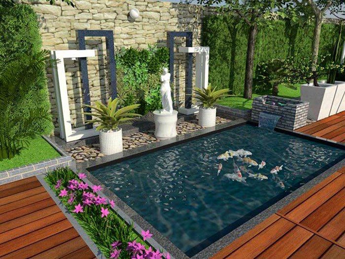 Mẫu thiết kế hồ cá koi 3D