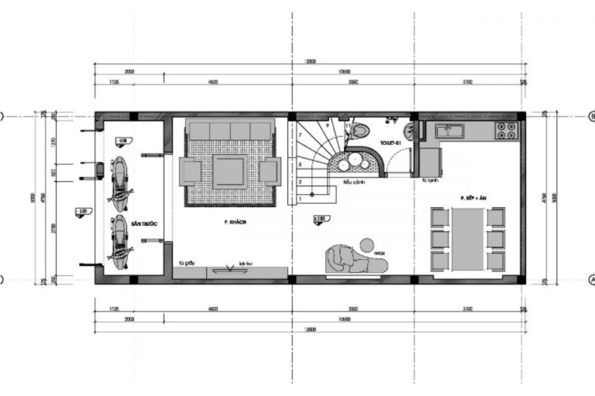 Mẫu thiết kế nhà phố 5x12m 3 tầng