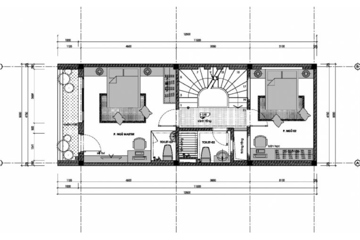 Mẫu thiết kế nhà phố 5x12m 3 tầng