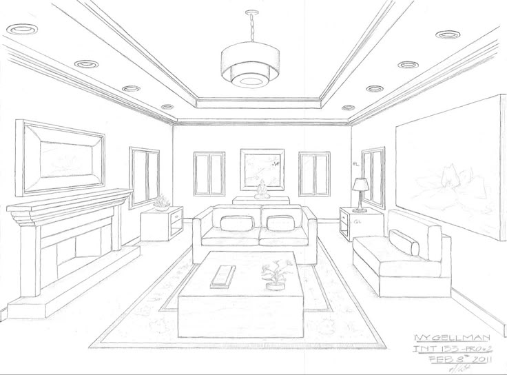 Mẫu ảnh phối cảnh 1 điểm tụ trong nội thất