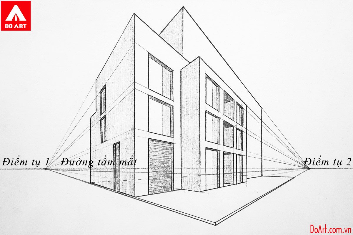 Hướng dẫn cách vẽ phối cảnh 2 điểm tụ chi tiết
