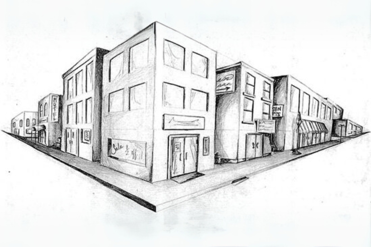 Ảnh phối cảnh 2 điểm tụ trong kiến trúc