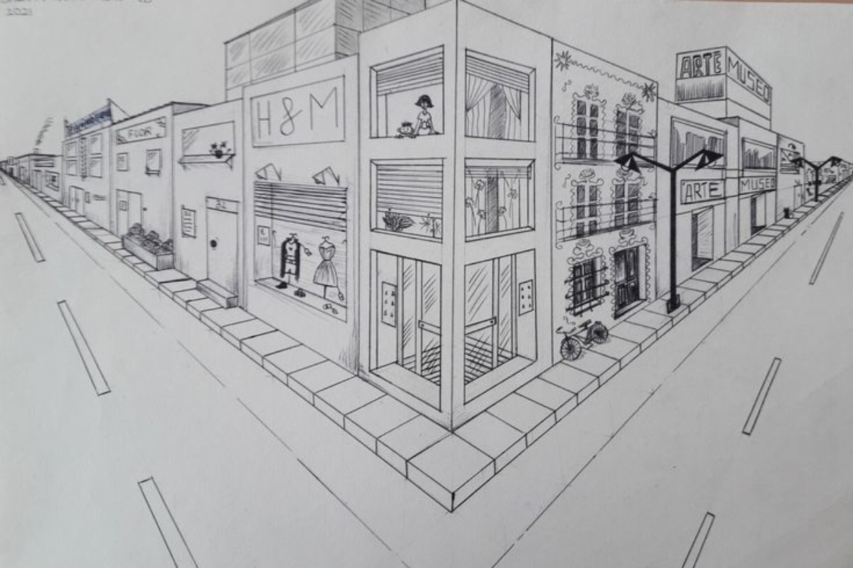 Mẫu ảnh phối cảnh 2 điểm tụ trong kiến trúc