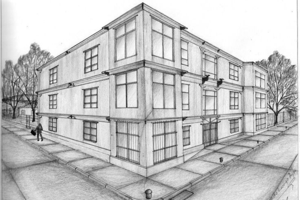 Mẫu ảnh phối cảnh 2 điểm tụ trong kiến trúc