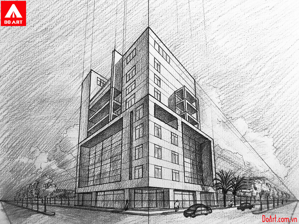 Hướng dẫn cách vẽ phối cảnh 3 điểm tụ chi tiết